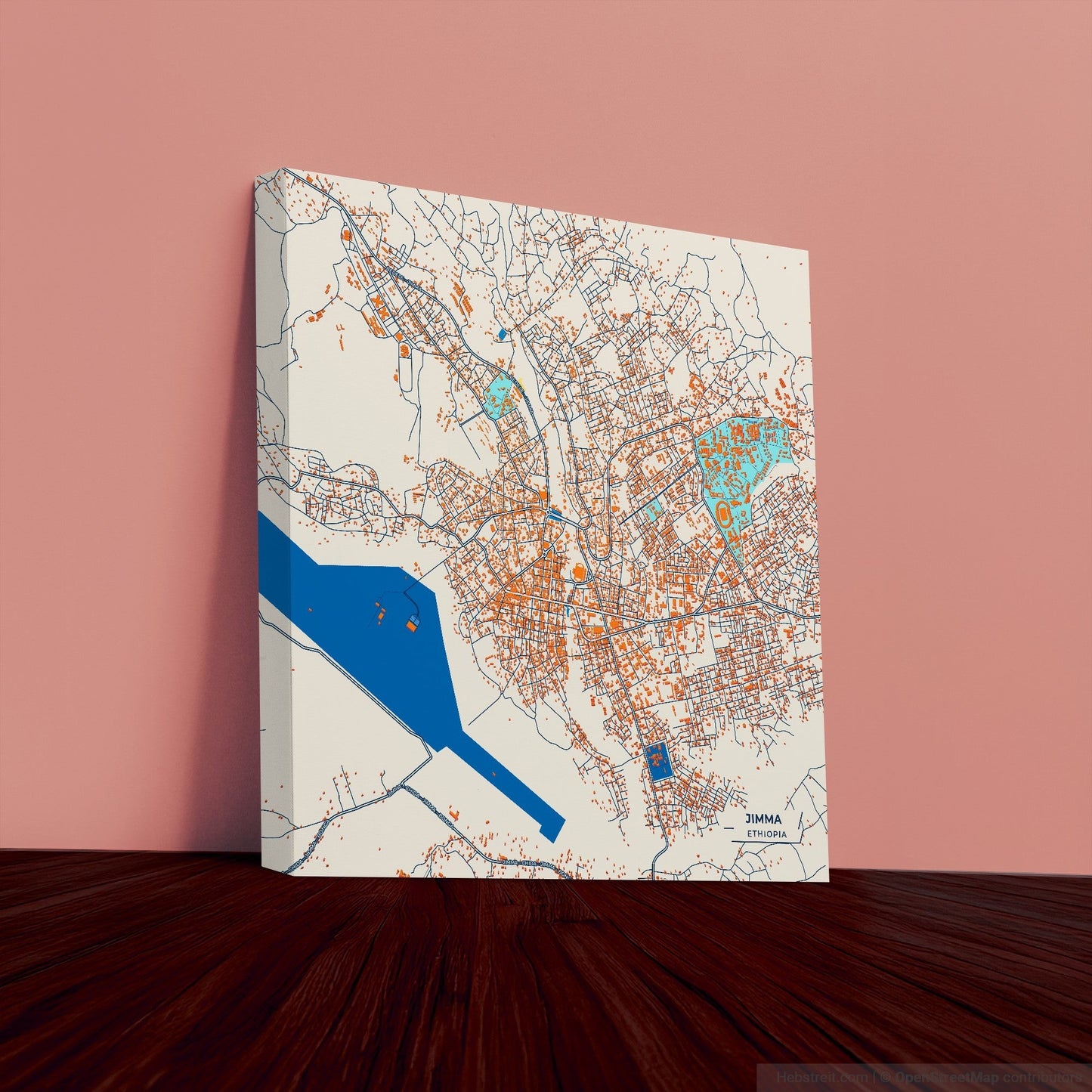 Jimma Ethiopia Colorful City Map Canvas Print