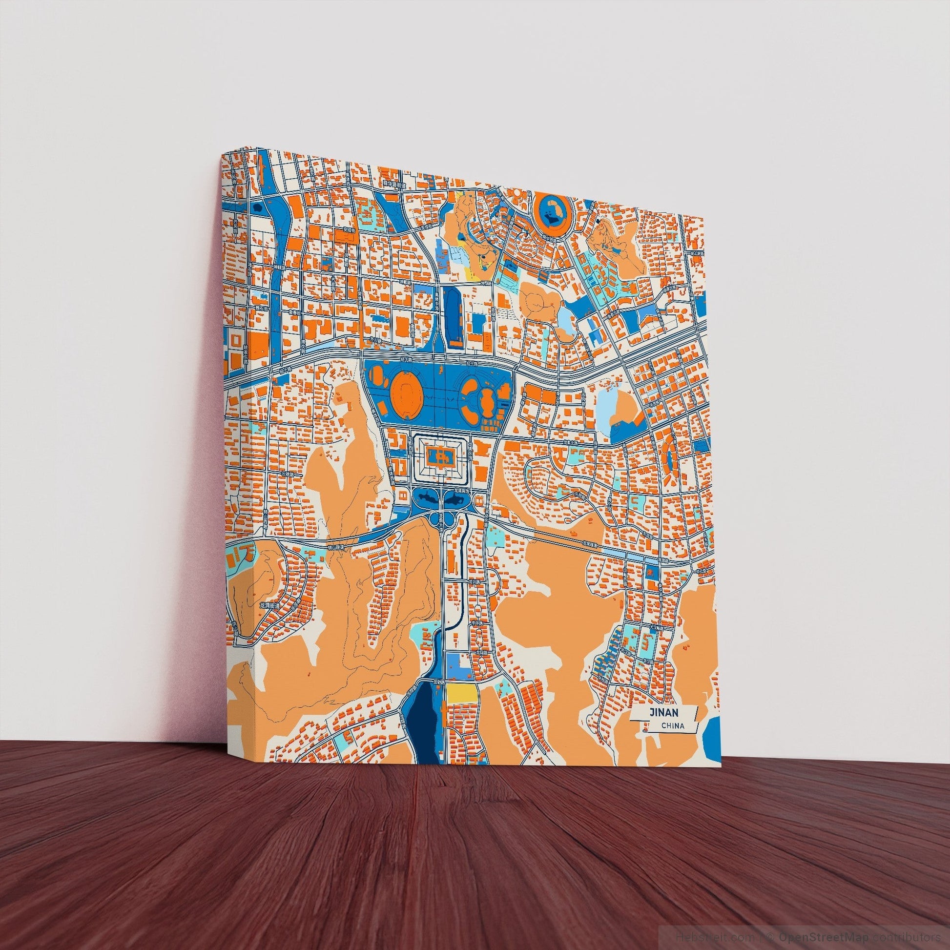 Jinan China Colorful City Map Canvas Print