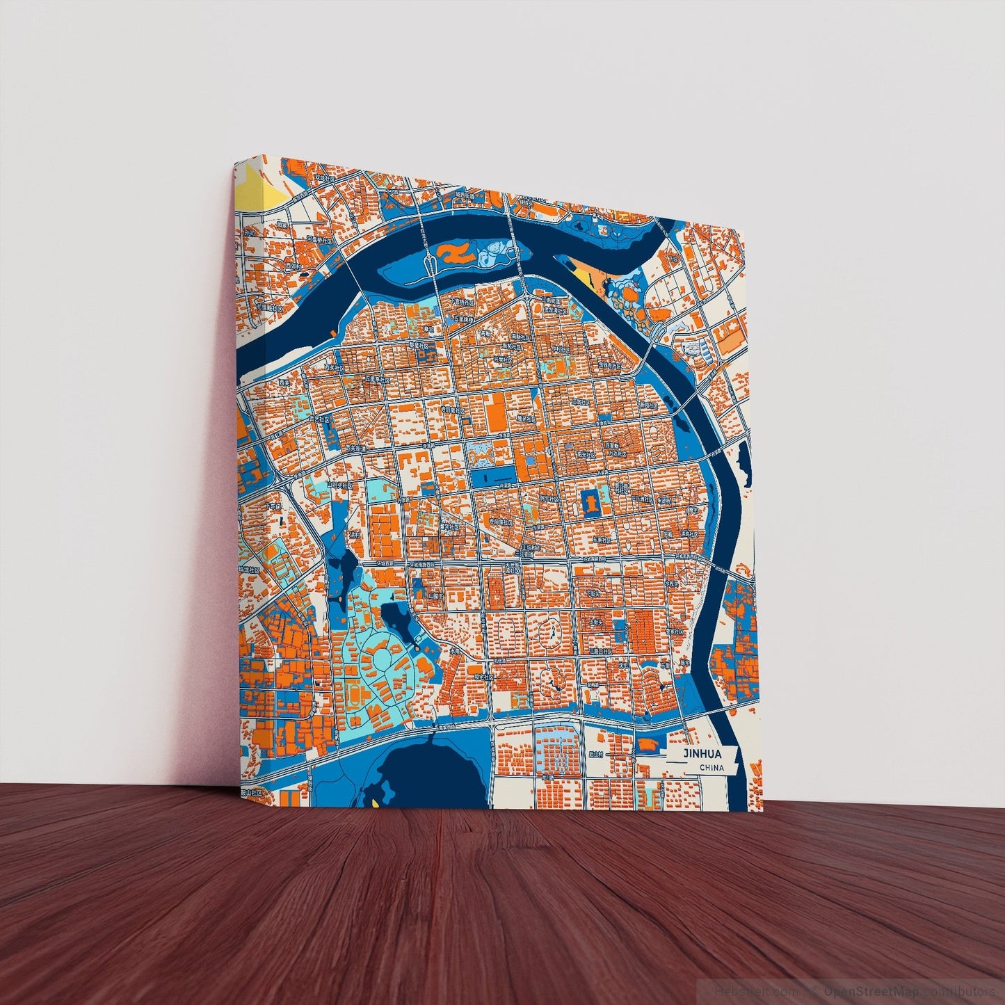 Jinhua China Colorful City Map Canvas Print