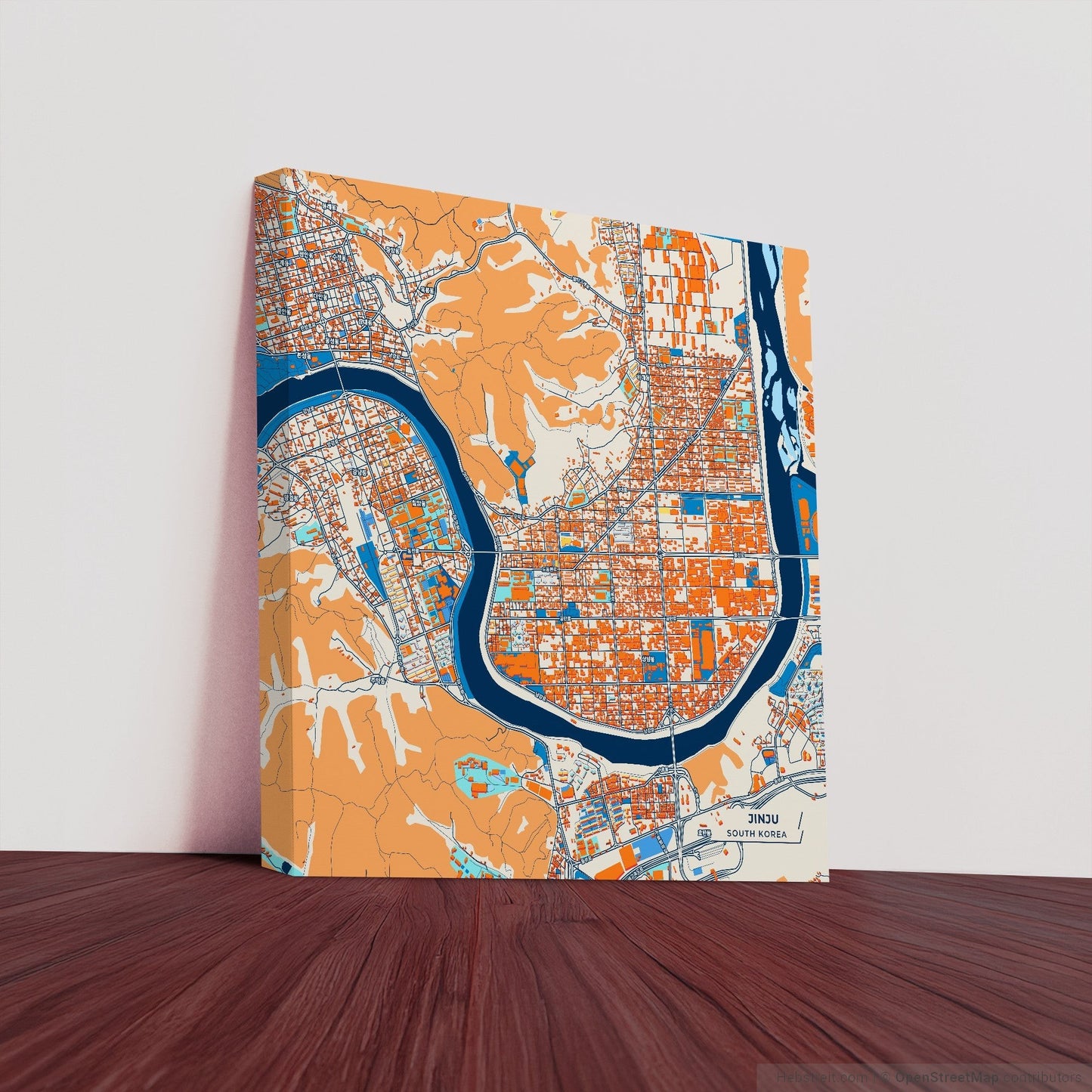 Jinju South Korea Colorful City Map Canvas Print