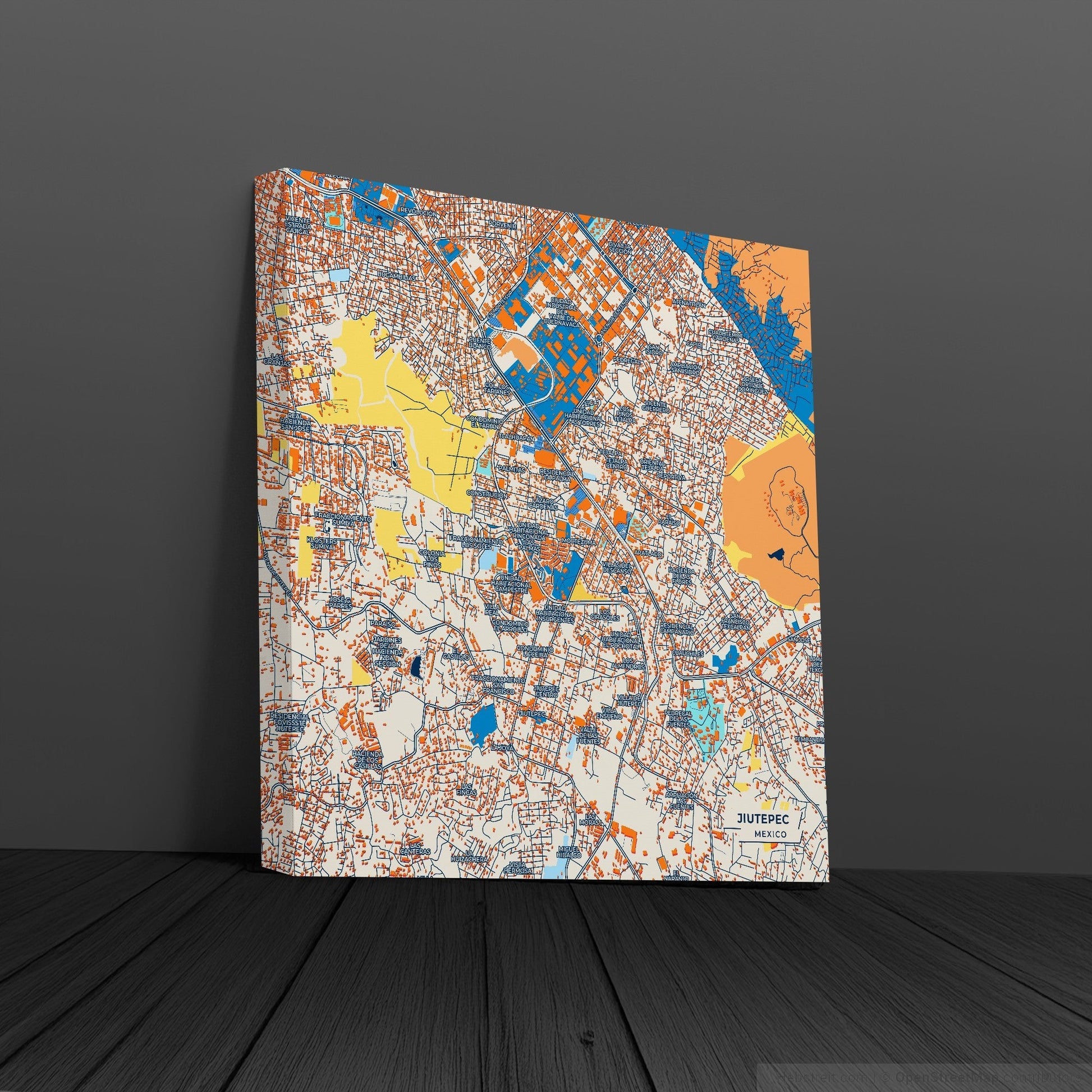 Jiutepec Mexico Colorful City Map Canvas Print