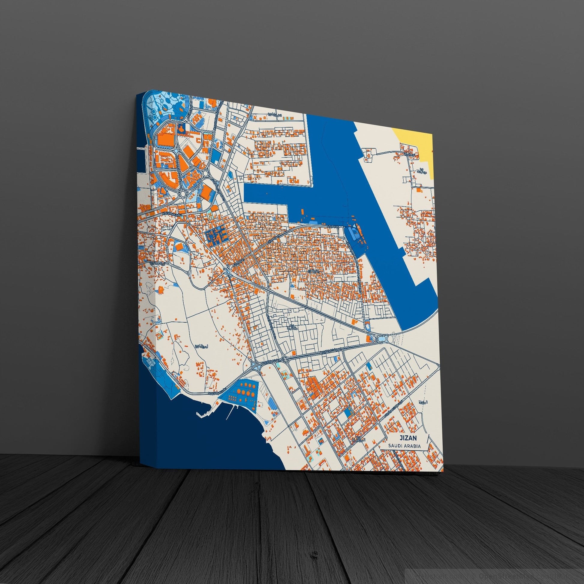 Jizan Saudi Arabia Colorful City Map Canvas Print