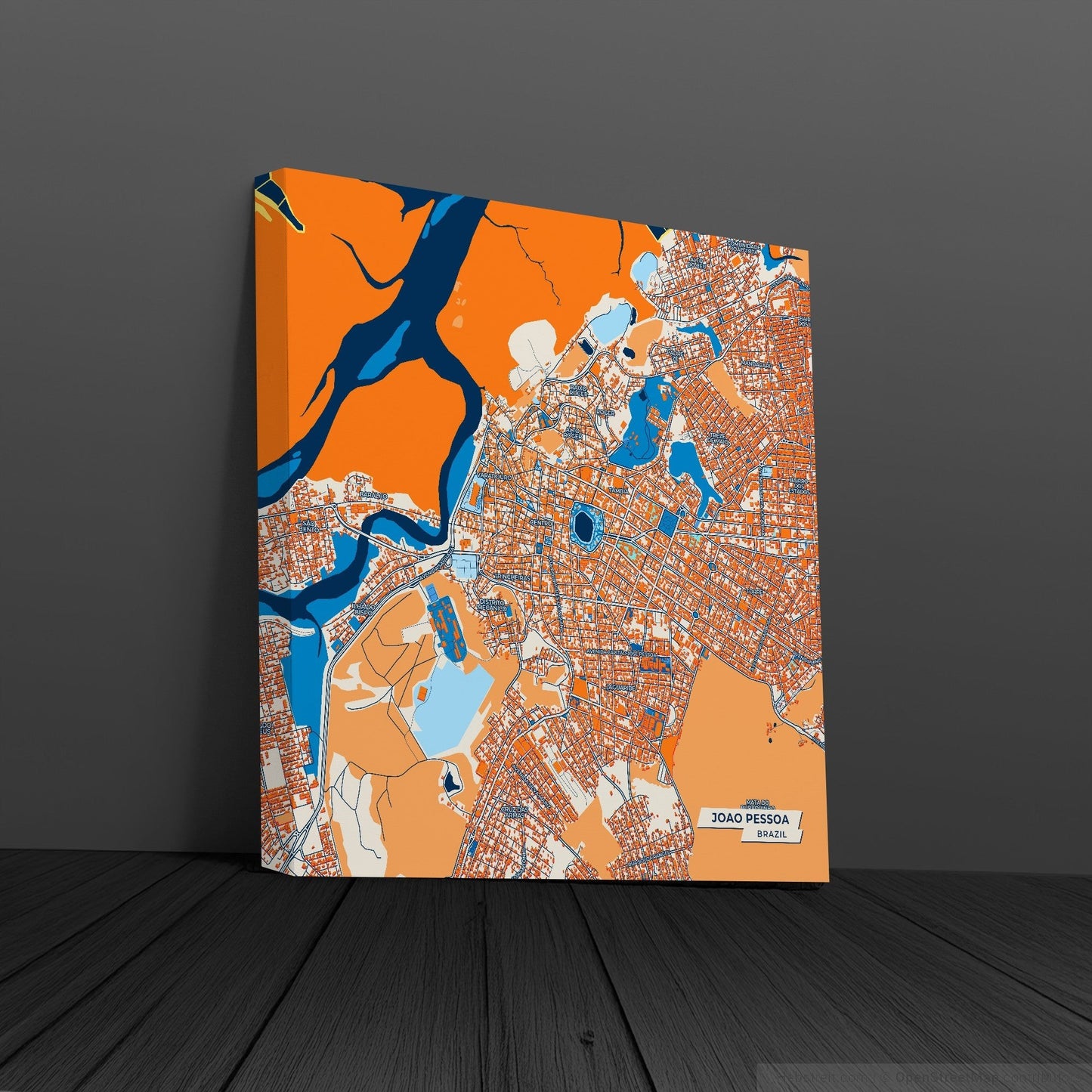 Joao Pessoa Brazil Colorful City Map Canvas Print
