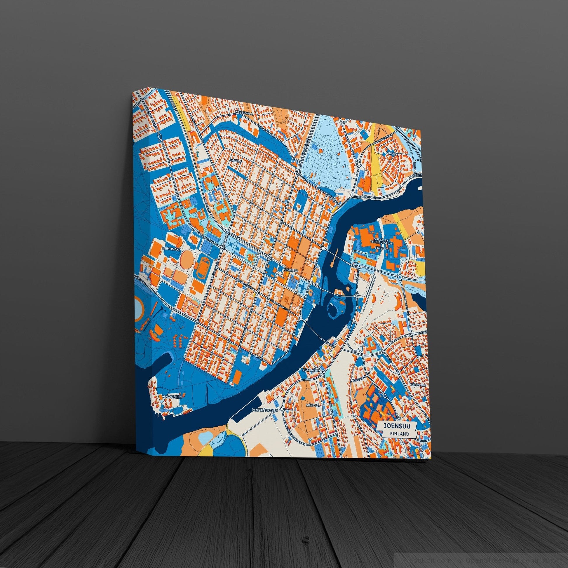 Joensuu Finland Colorful City Map Canvas Print