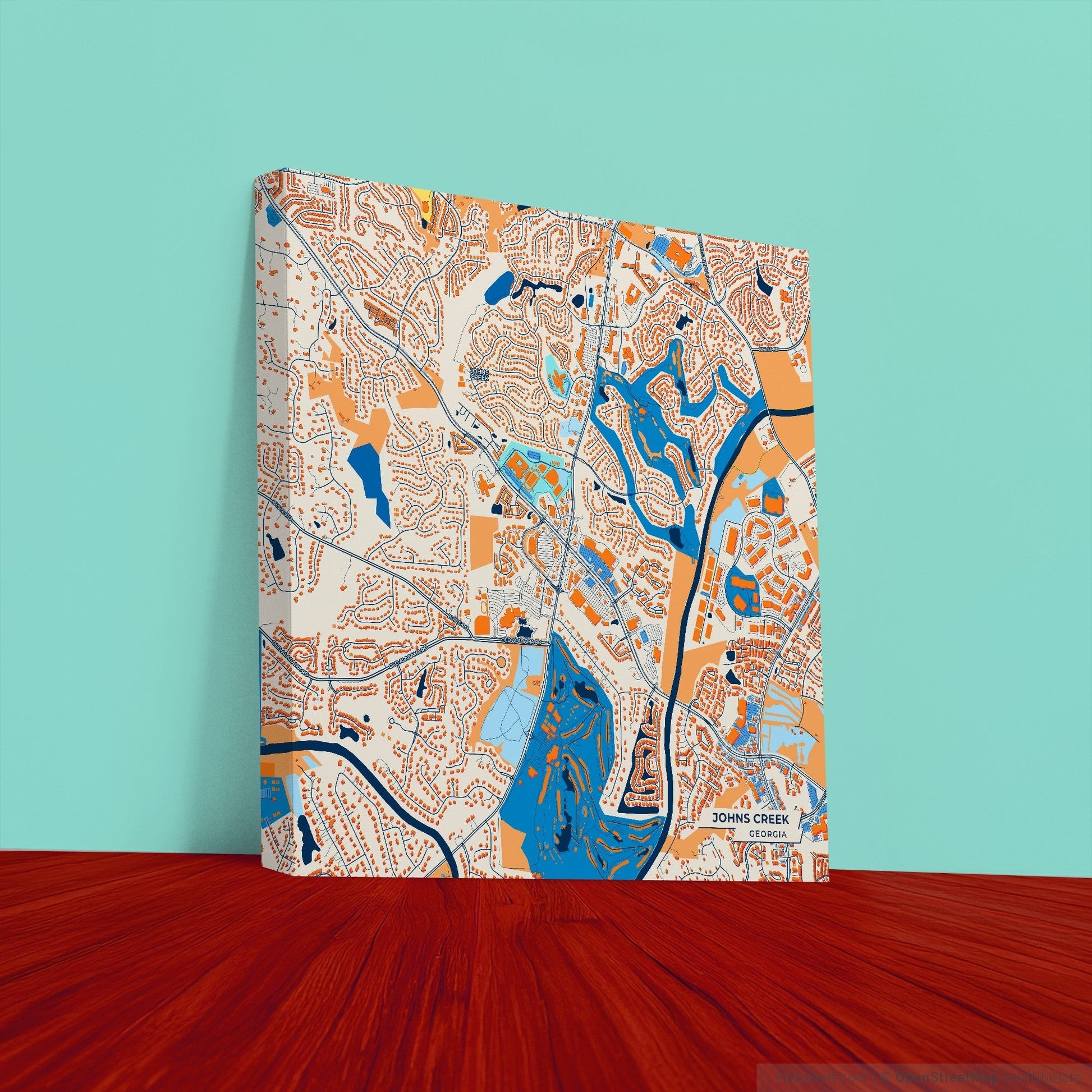 Johns Creek Georgia Colorful City Map Canvas Print