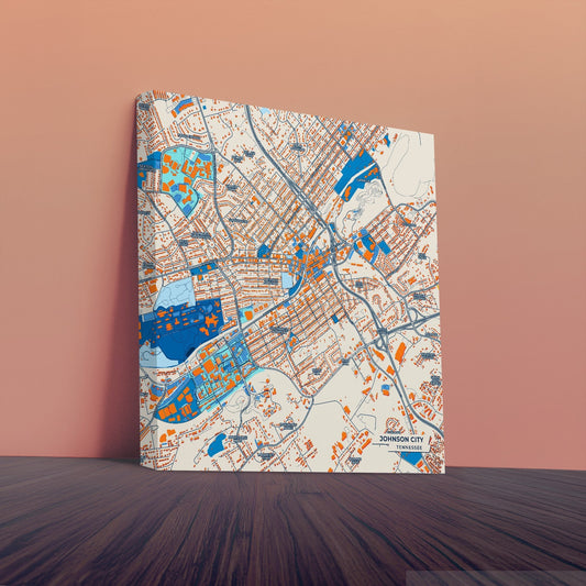 Johnson City Tennessee Colorful City Map Canvas Print
