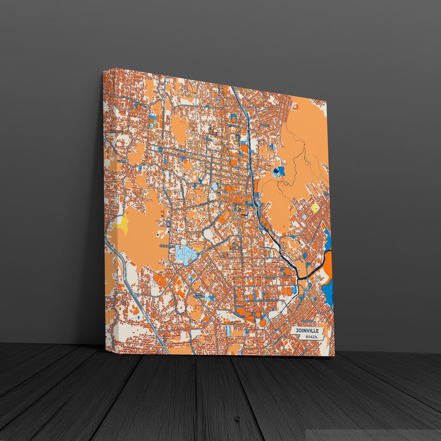 Joinville Brazil Colorful City Map Canvas Print