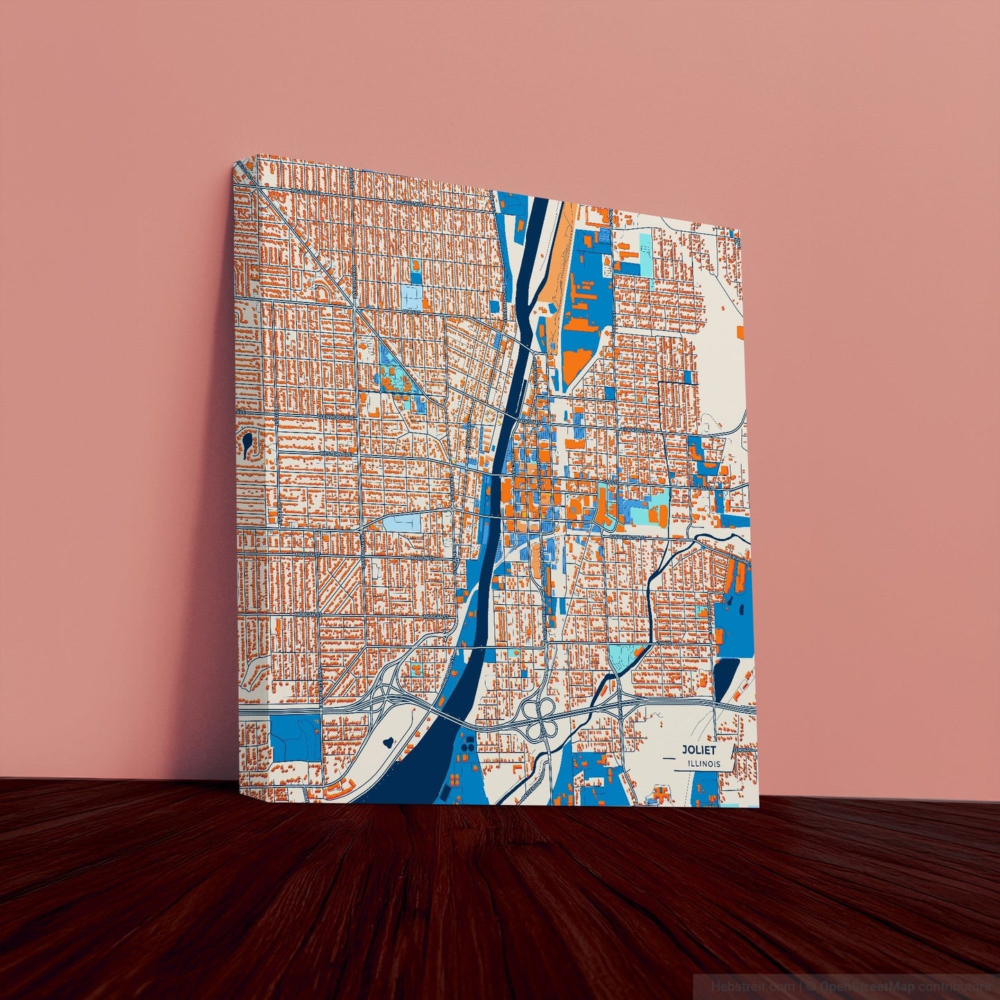 Joliet Illinois Colorful City Map Canvas Print