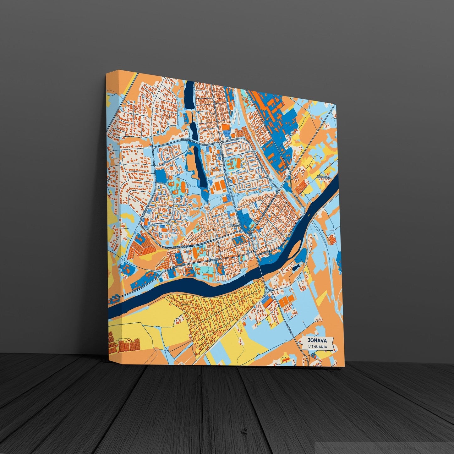 Jonava Lithuania Colorful City Map Canvas Print