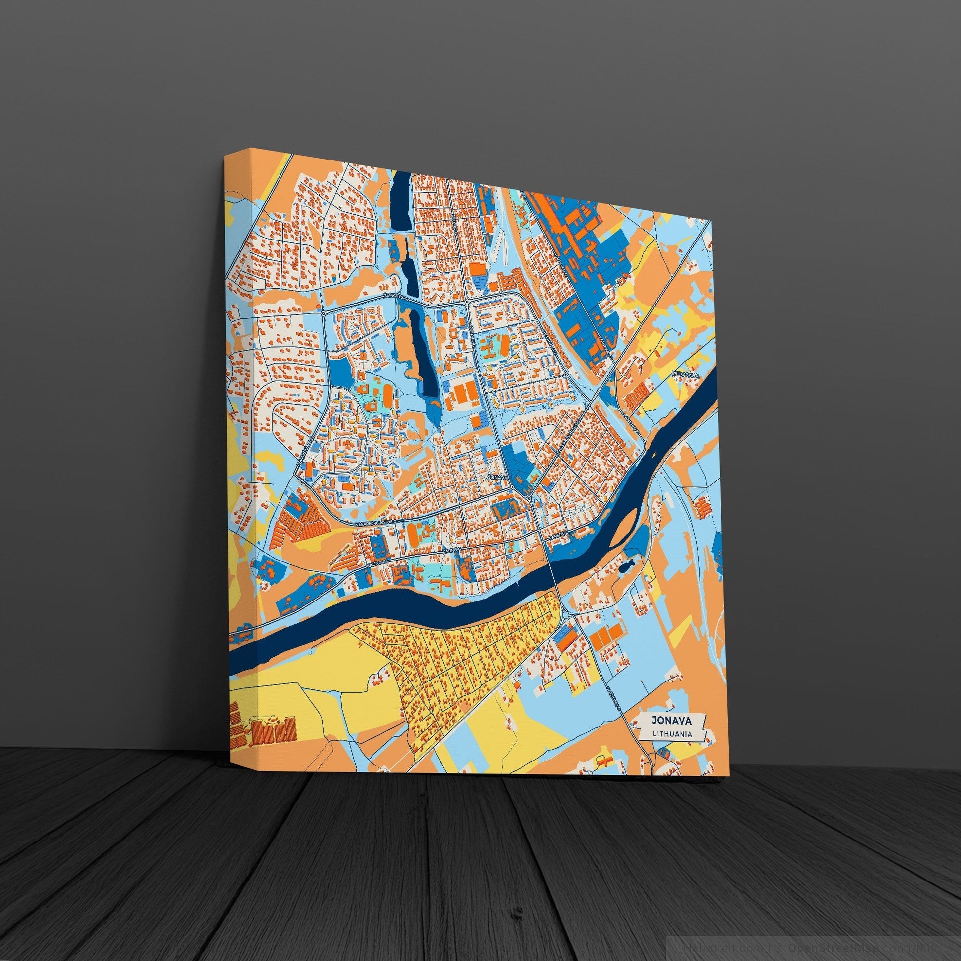 Jonava Lithuania Colorful City Map Canvas Print