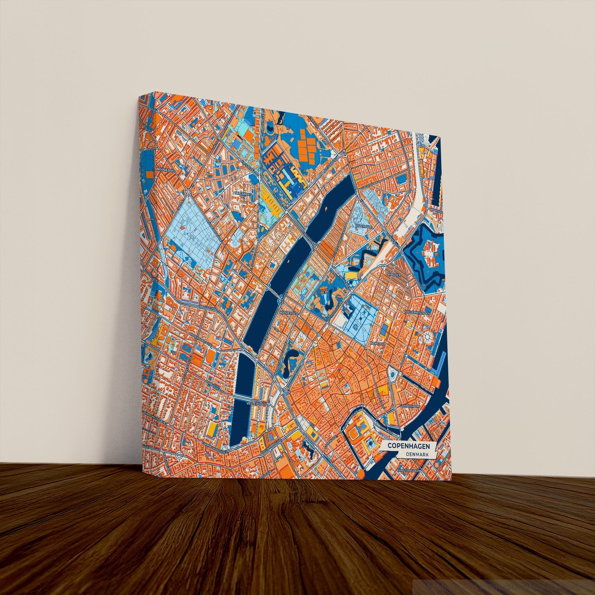 København Denmark Colorful City Map Canvas Print