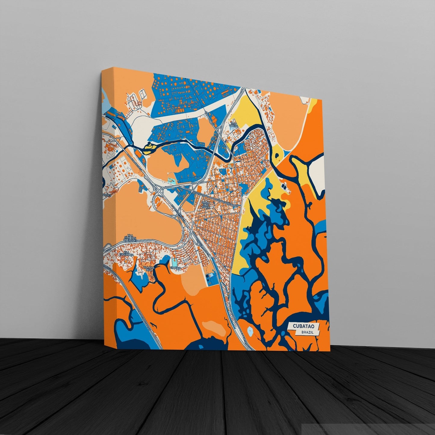 Cubatao Brazil Colorful City Map Canvas Print