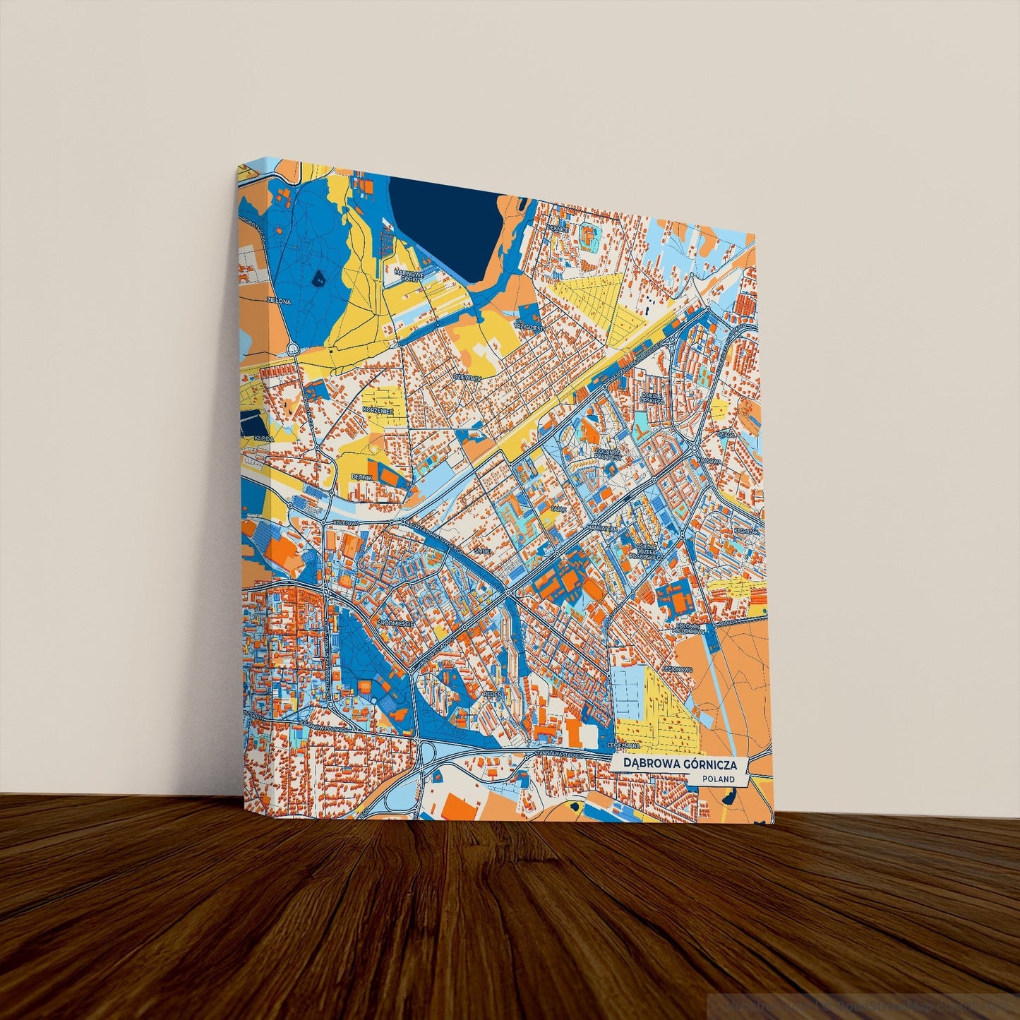 Dąbrowa Górnicza Poland Colorful City Map Canvas Print
