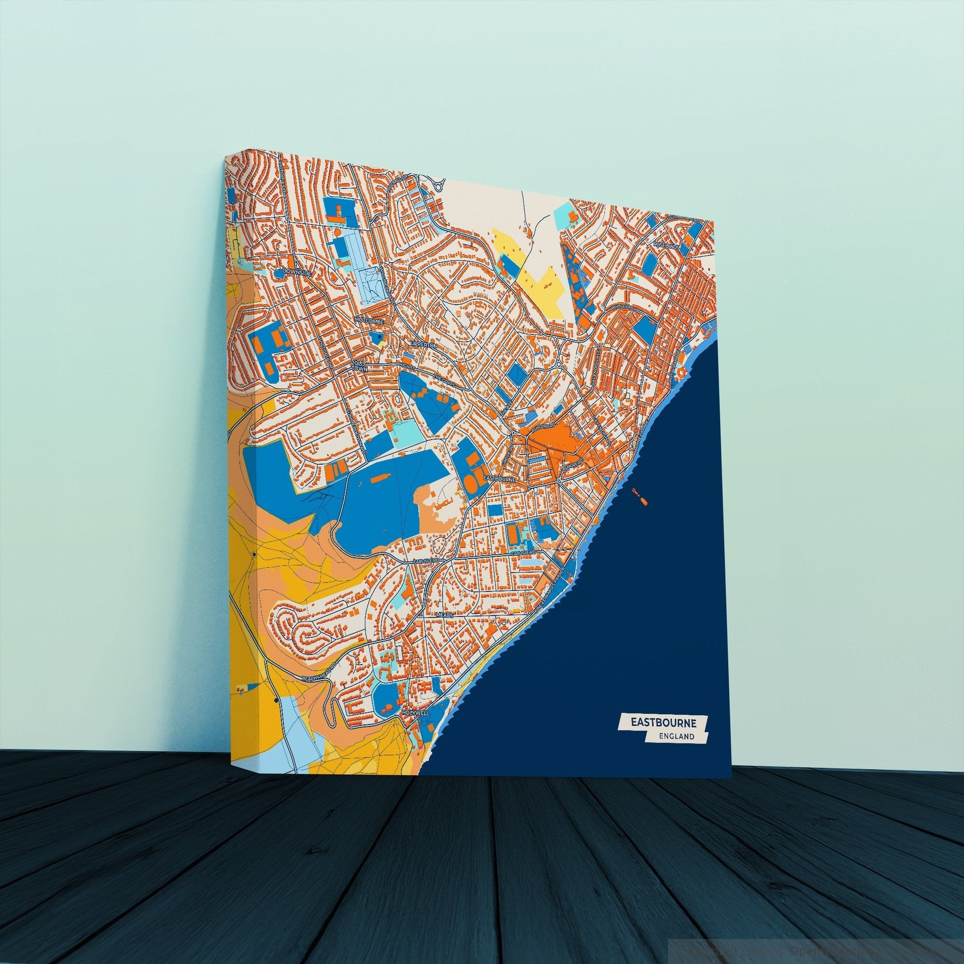 Eastbourne England Colorful City Map Canvas Print