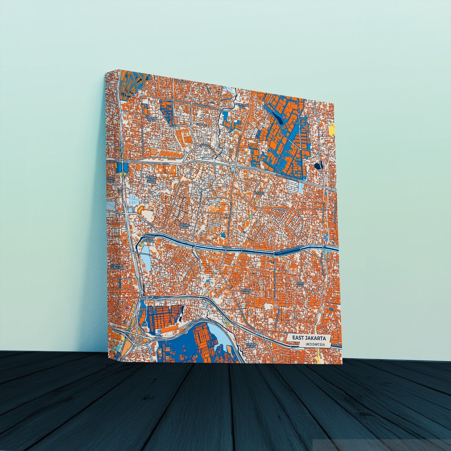East Jakarta Indonesia Colorful City Map Canvas Print