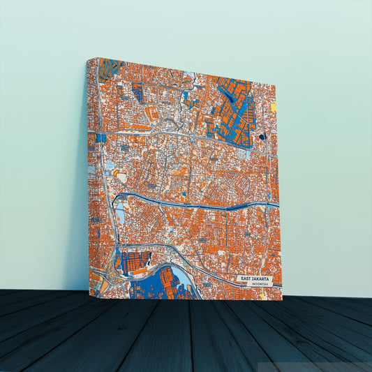 East Jakarta Indonesia Colorful City Map Canvas Print