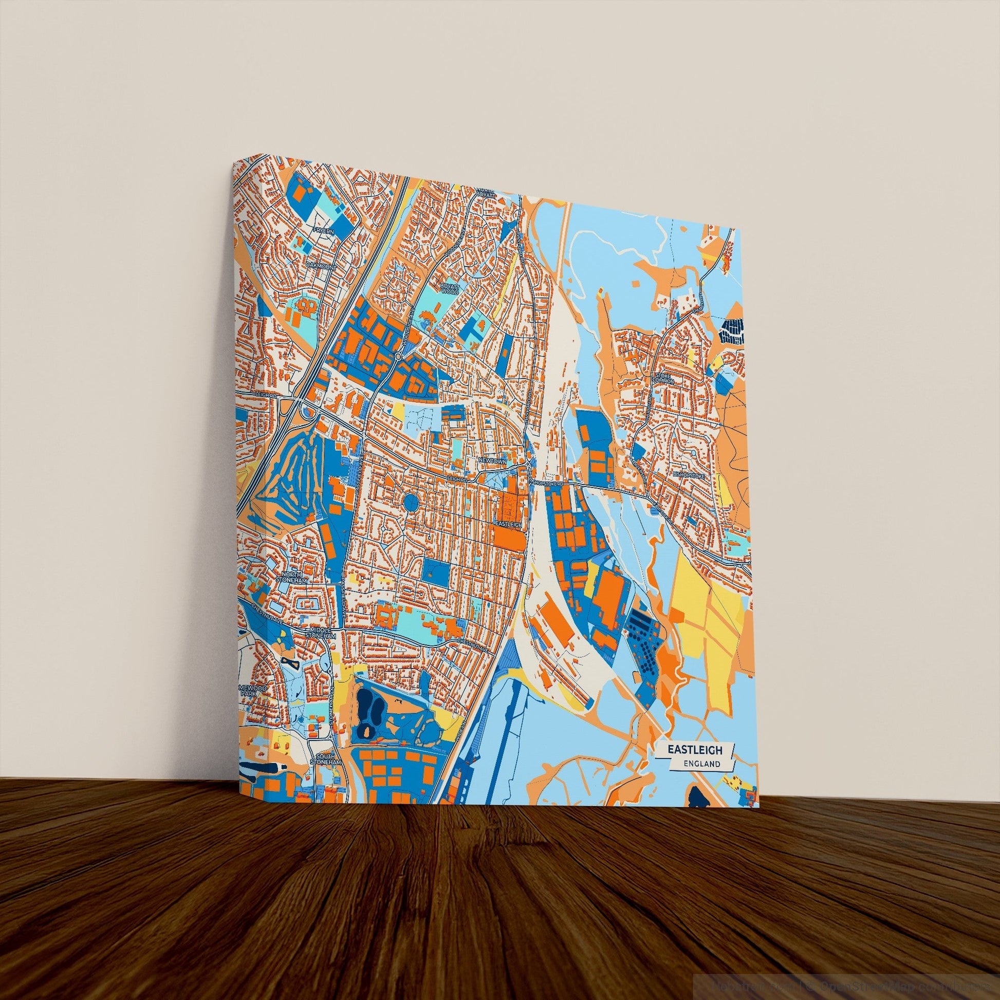 Eastleigh England Colorful City Map Canvas Print