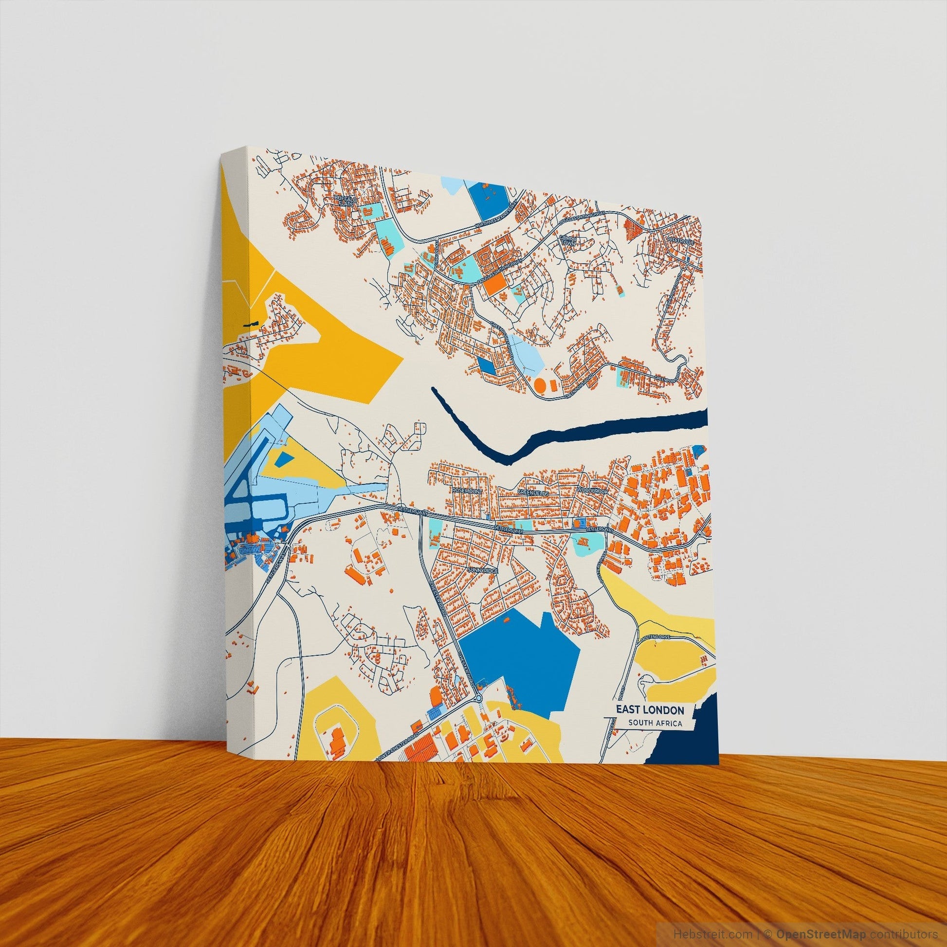 East London South Africa Colorful City Map Canvas Print