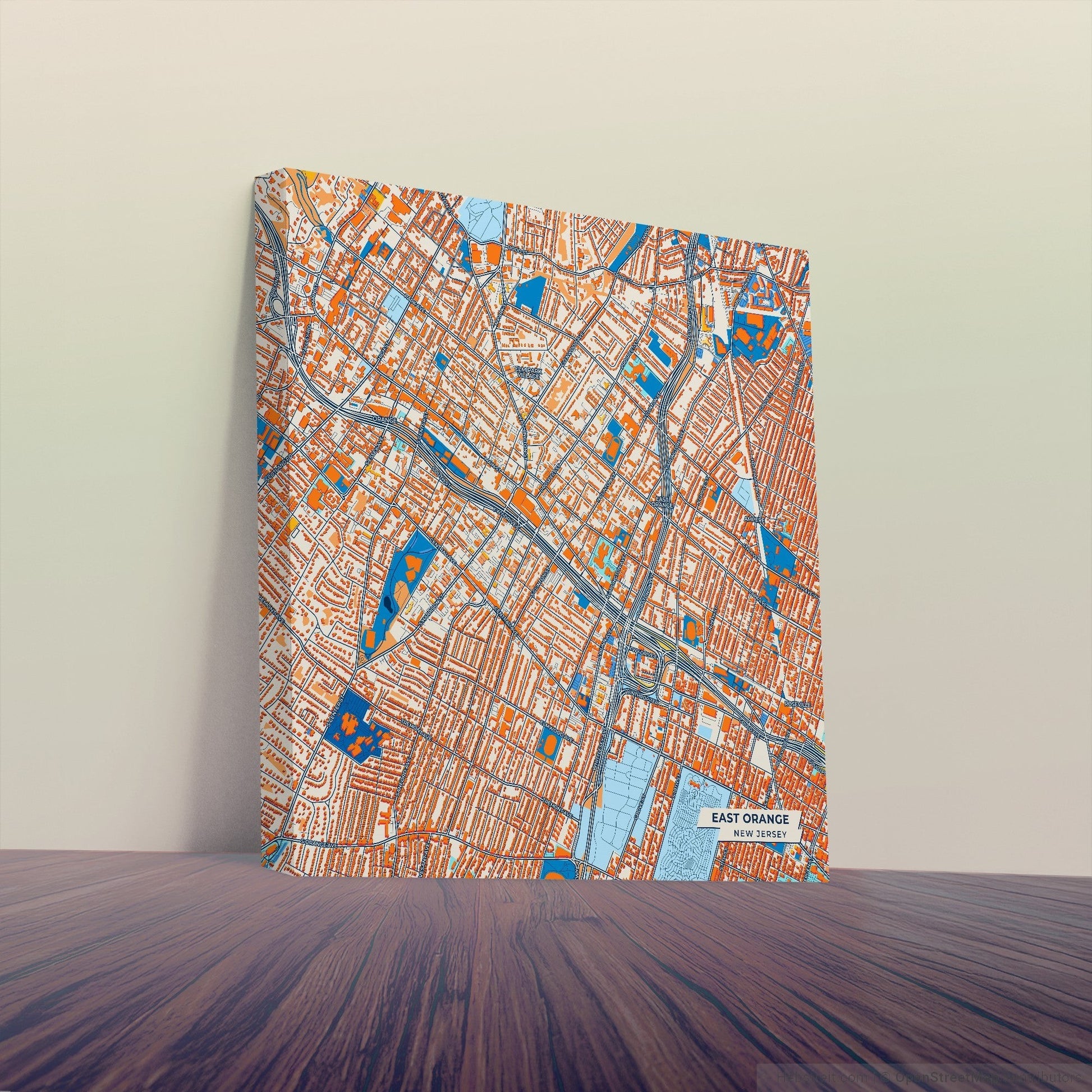 East Orange New Jersey Colorful City Map Canvas Print