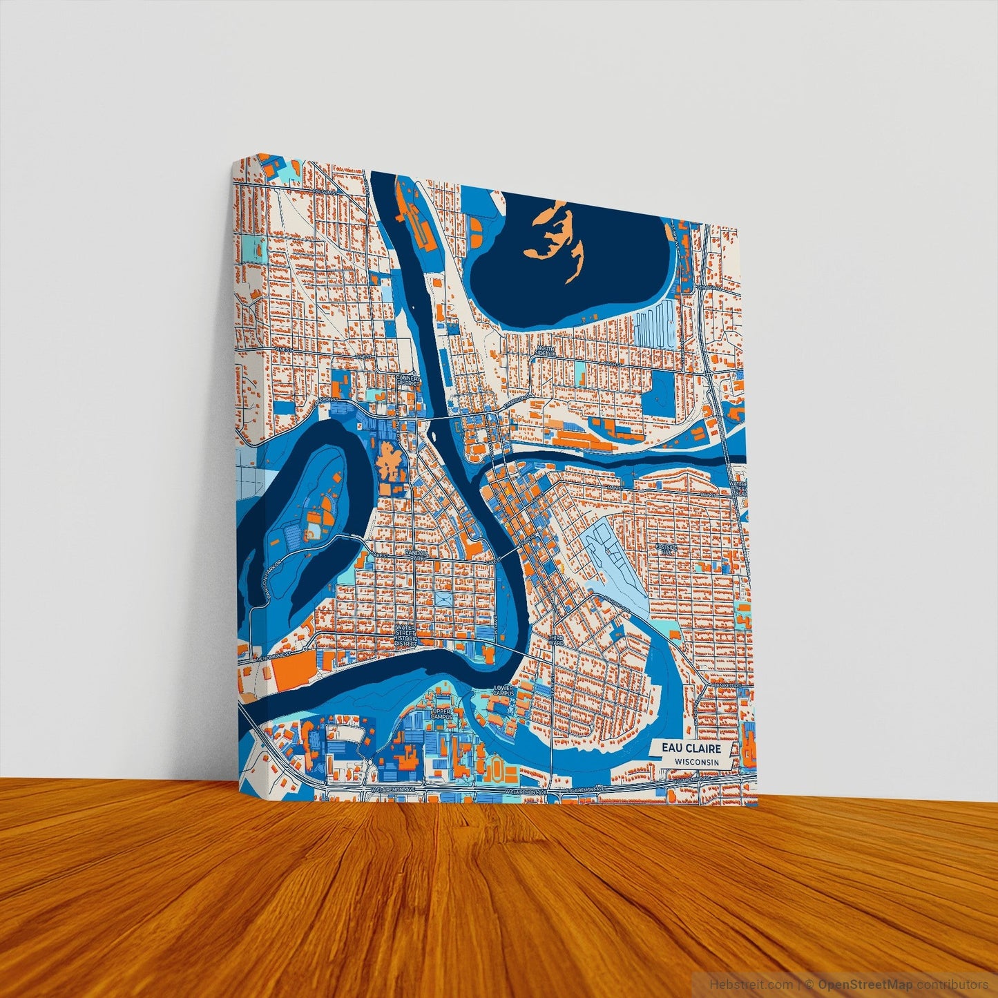 Eau Claire Wisconsin Colorful City Map Canvas Print