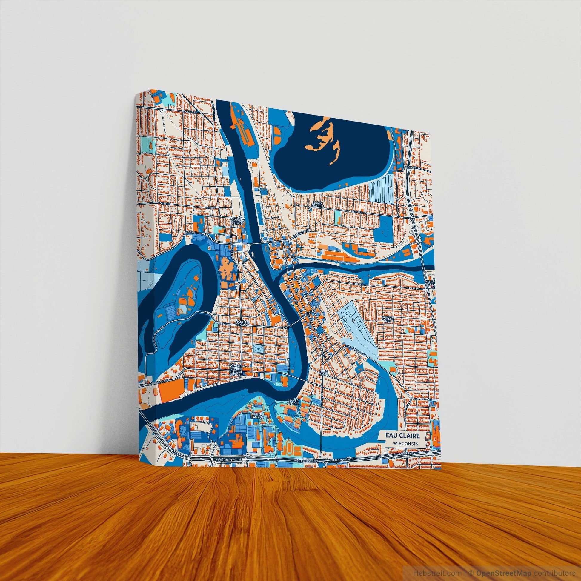 Eau Claire Wisconsin Colorful City Map Canvas Print