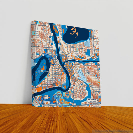 Eau Claire Wisconsin Colorful City Map Canvas Print