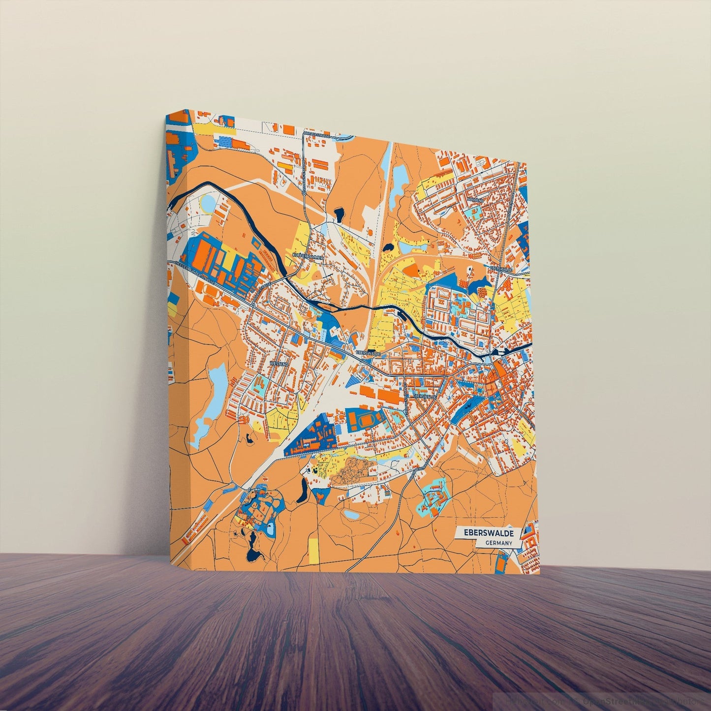 Eberswalde Germany Colorful City Map Canvas Print