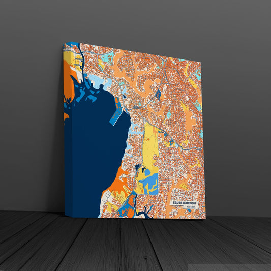 Ebute Ikorodu Nigeria Colorful City Map Canvas Print