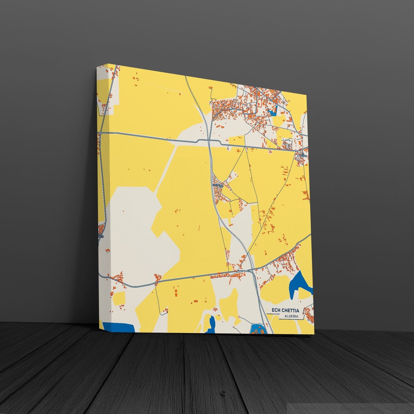 Ech Chettia Algeria Colorful City Map Canvas Print
