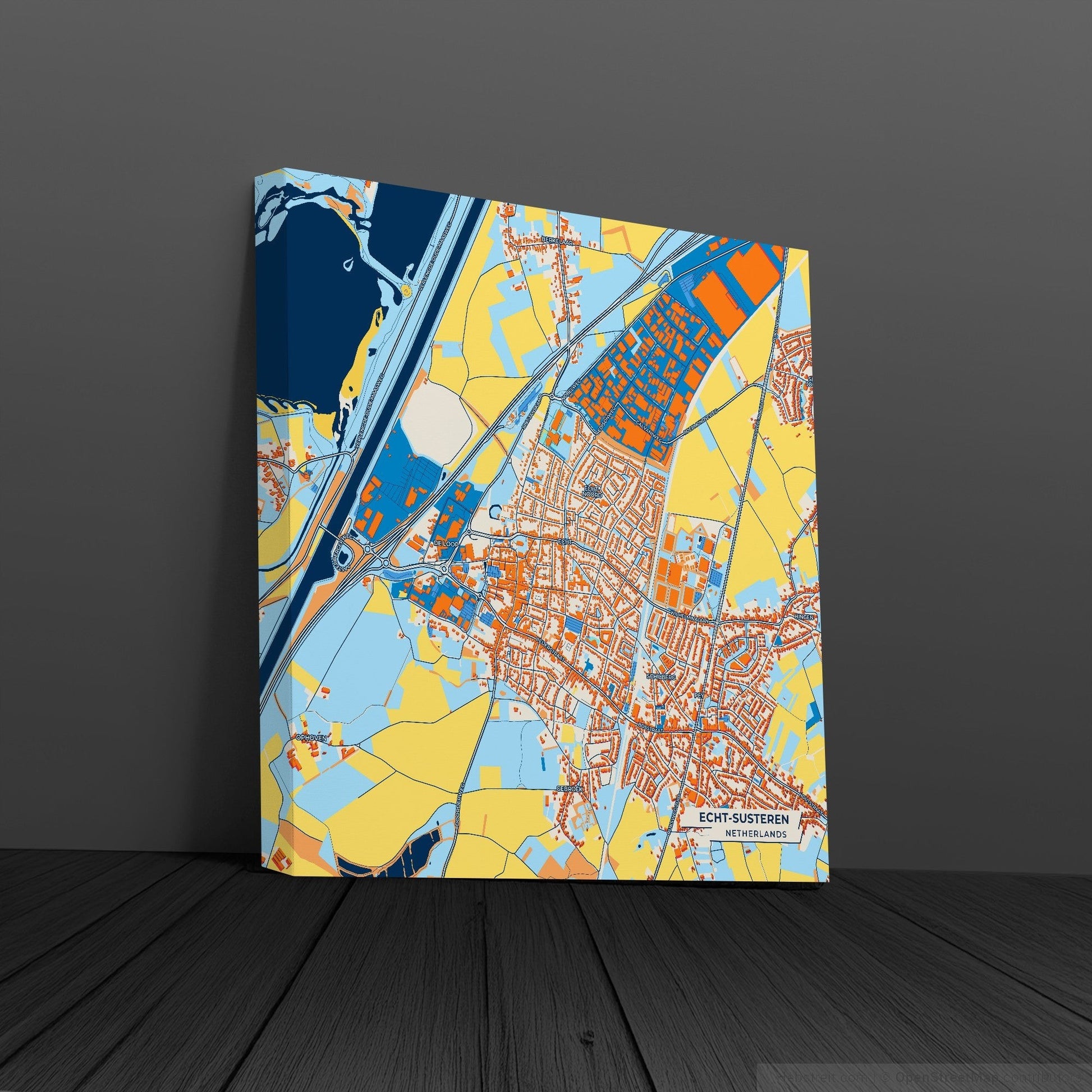 Echt-Susteren Netherlands Colorful City Map Canvas Print
