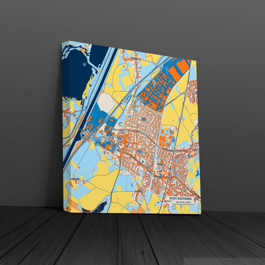 Echt-Susteren Netherlands Colorful City Map Canvas Print