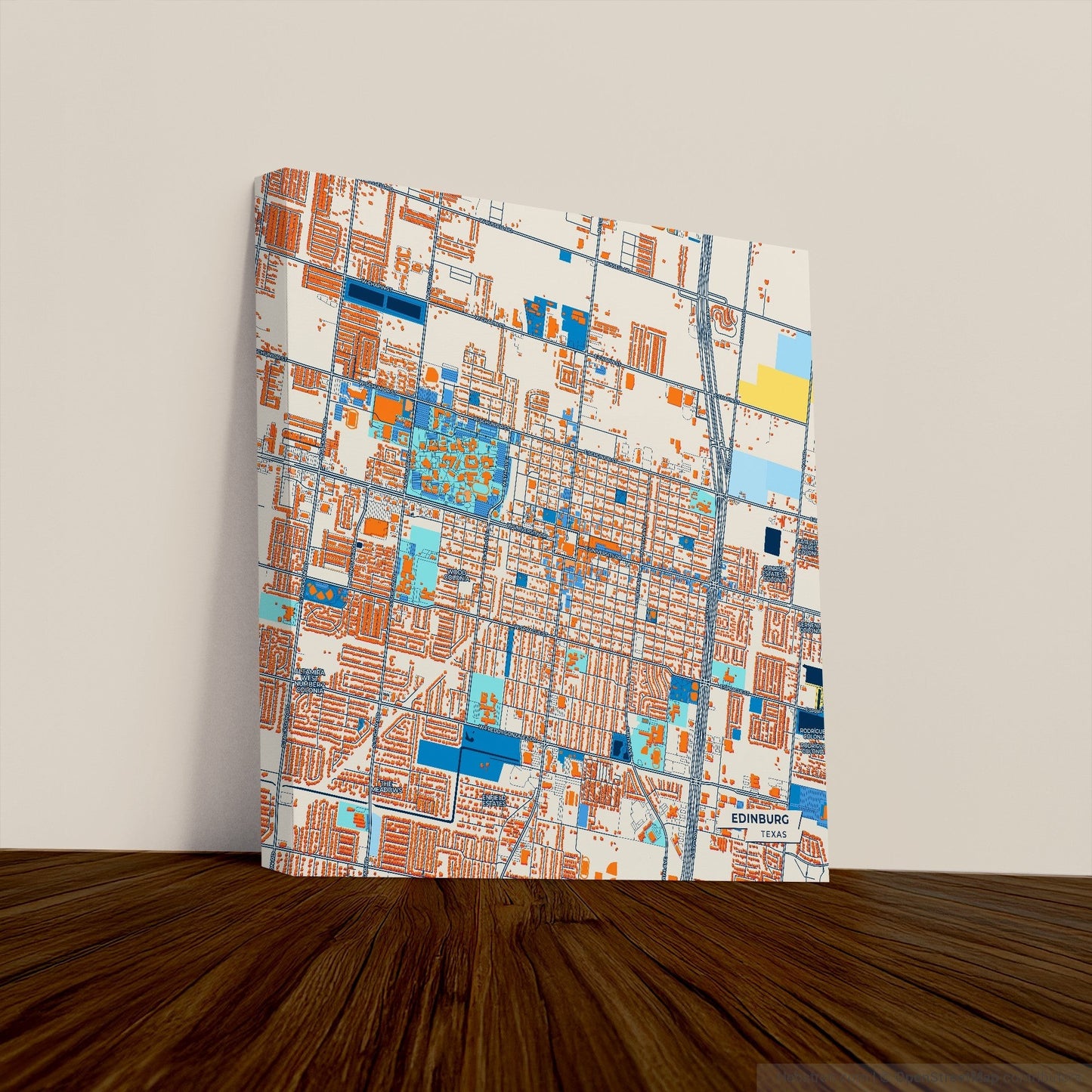 Edinburg Texas Colorful City Map Canvas Print