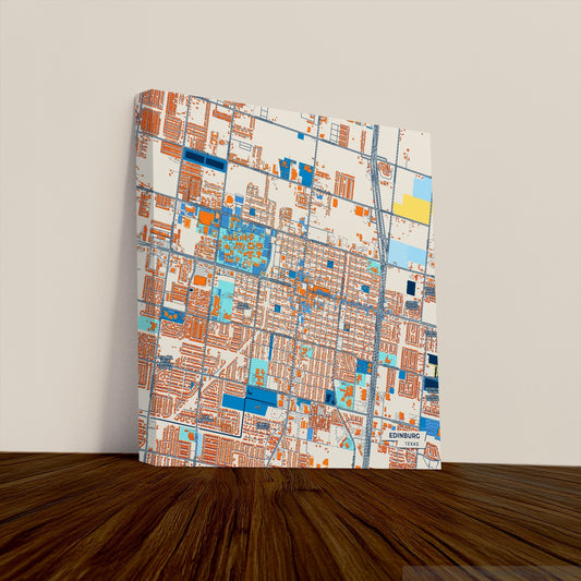 Edinburg Texas Colorful City Map Canvas Print