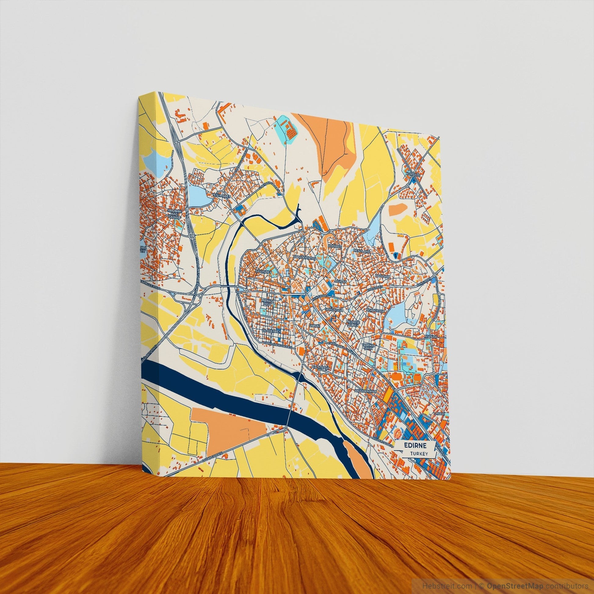 Edi̇rne Turkey Colorful City Map Canvas Print