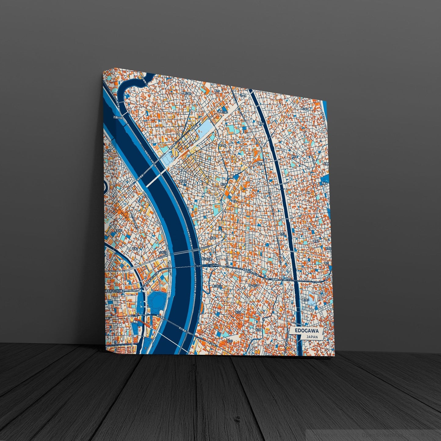 Edogawa Japan Colorful City Map Canvas Print