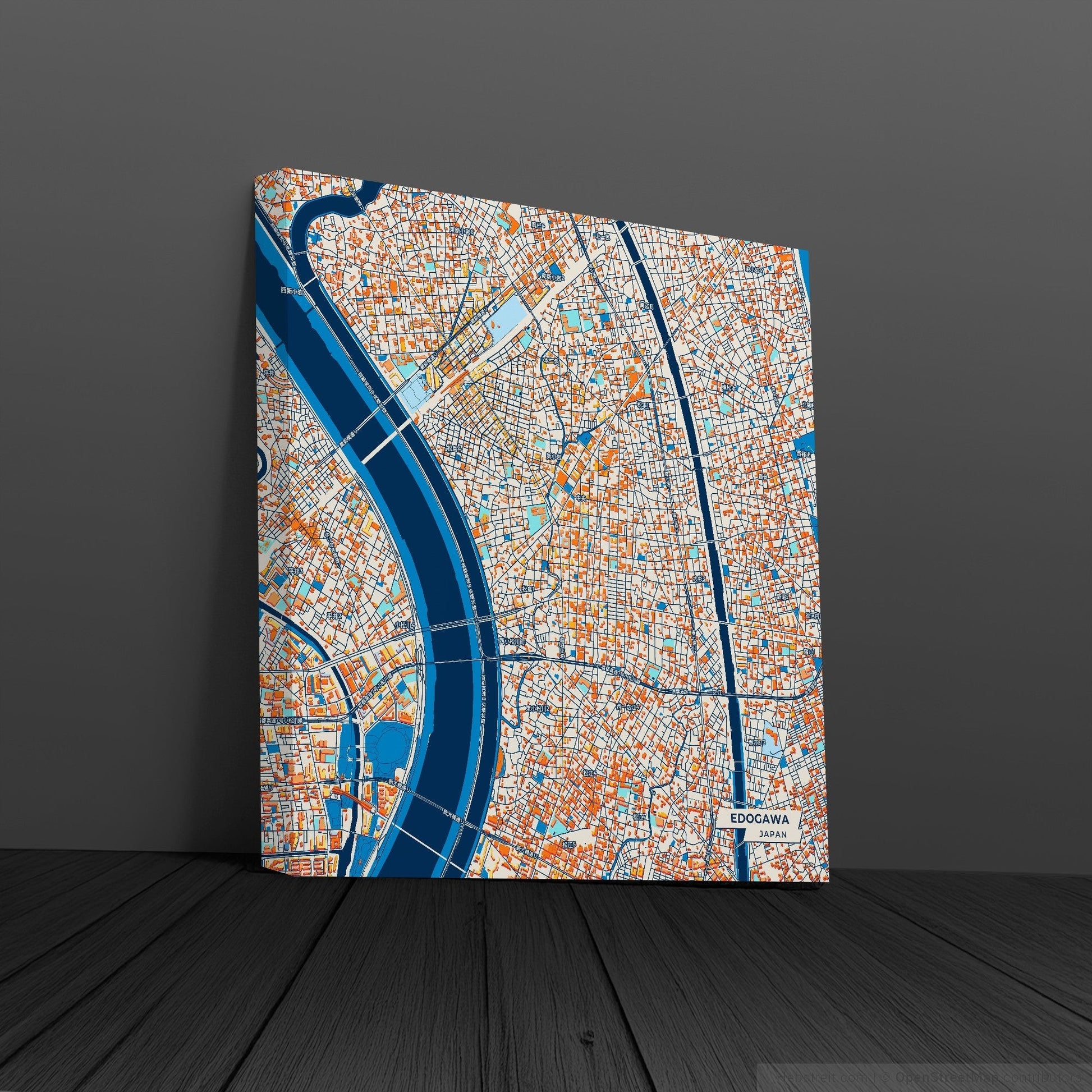 Edogawa Japan Colorful City Map Canvas Print