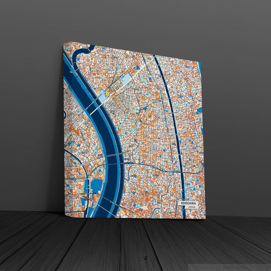 Edogawa Japan Colorful City Map Canvas Print