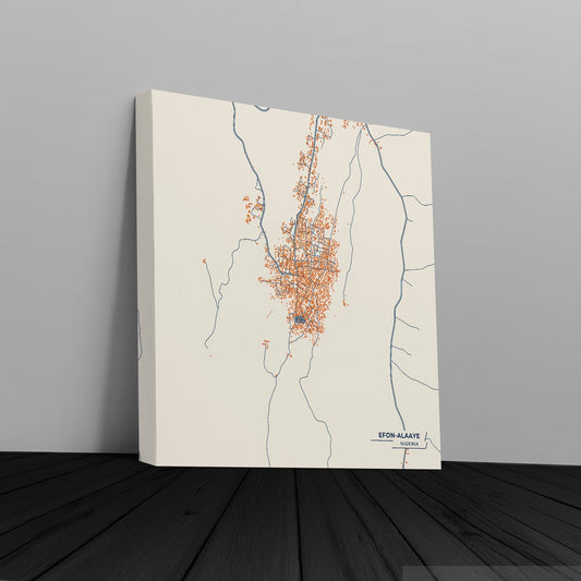 Efon-Alaaye Nigeria Colorful City Map Canvas Print