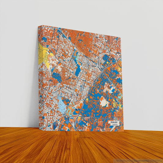 Αιγαλεω Greece Colorful City Map Canvas Print