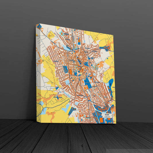 Eger Hungary Colorful City Map Canvas Print