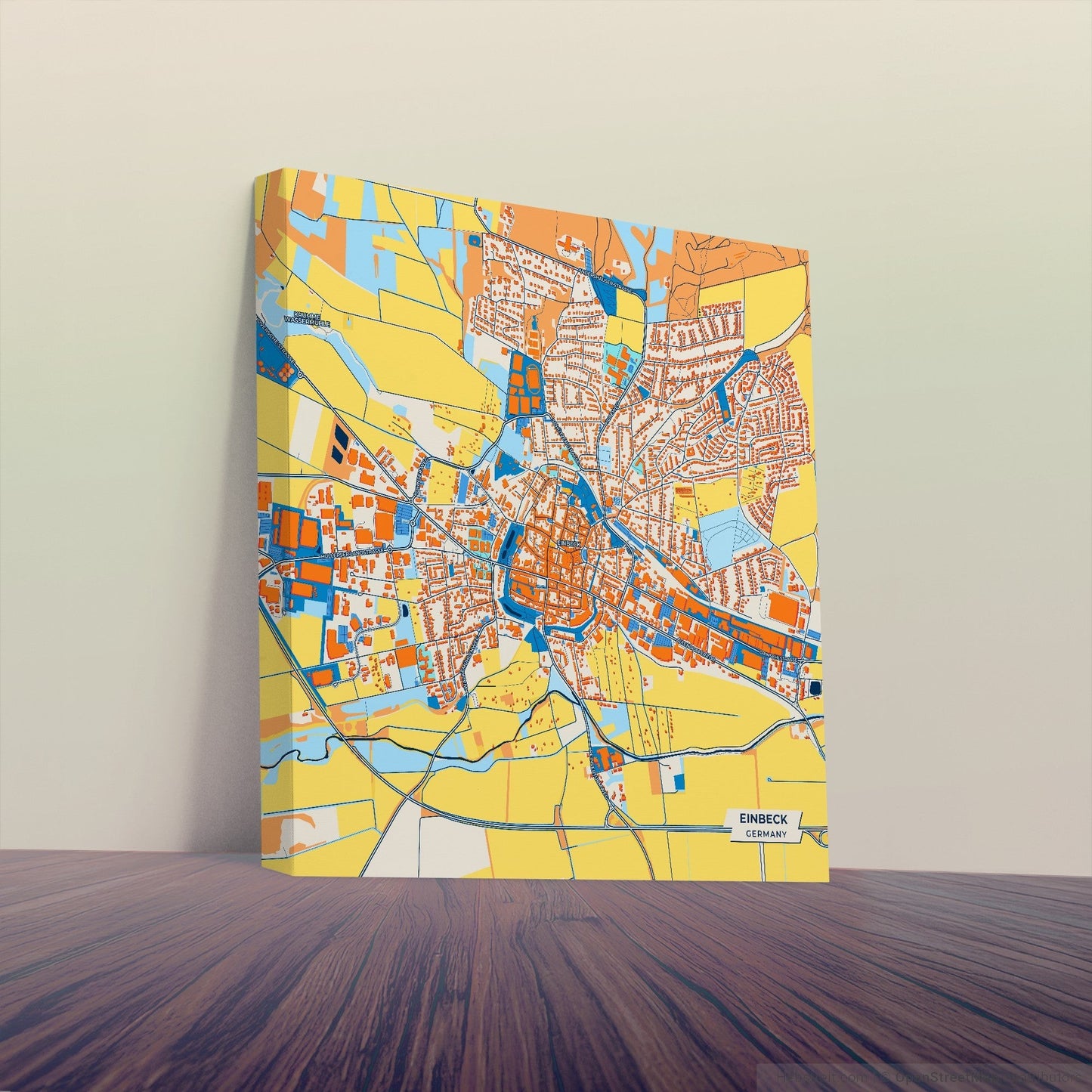 Einbeck Germany Colorful City Map Canvas Print