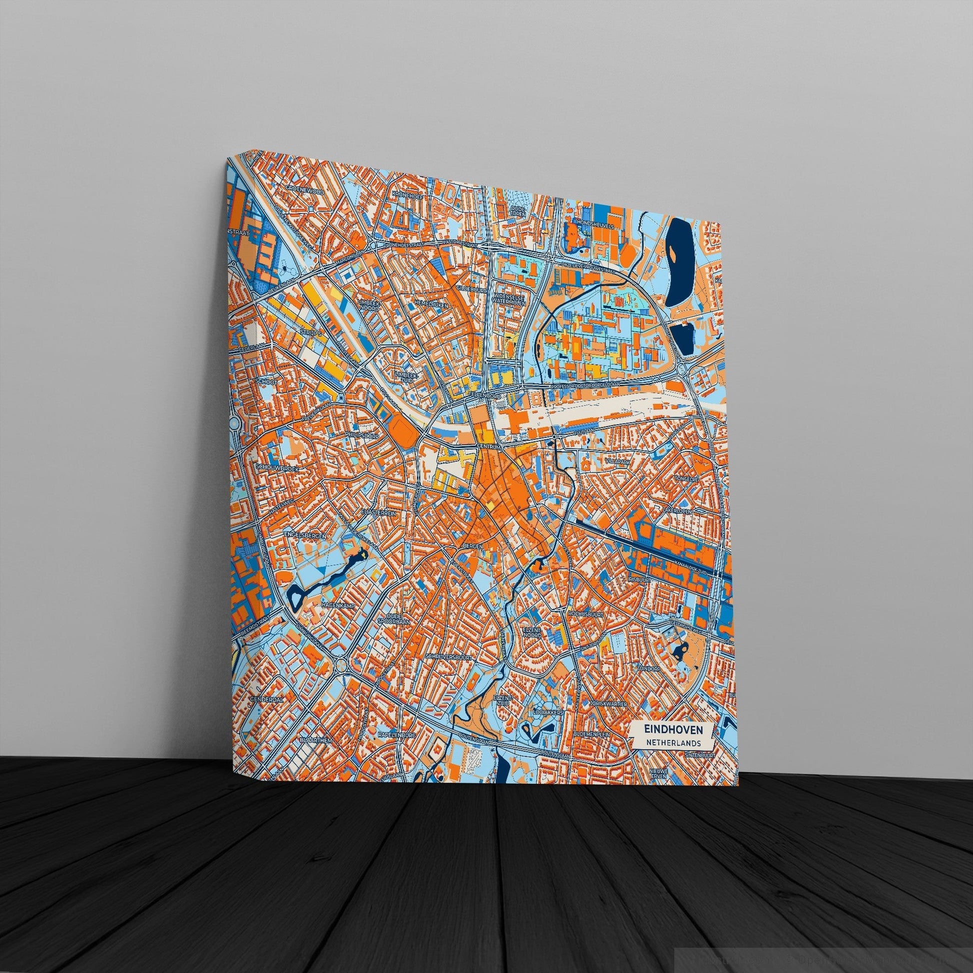 Eindhoven Netherlands Colorful City Map Canvas Print