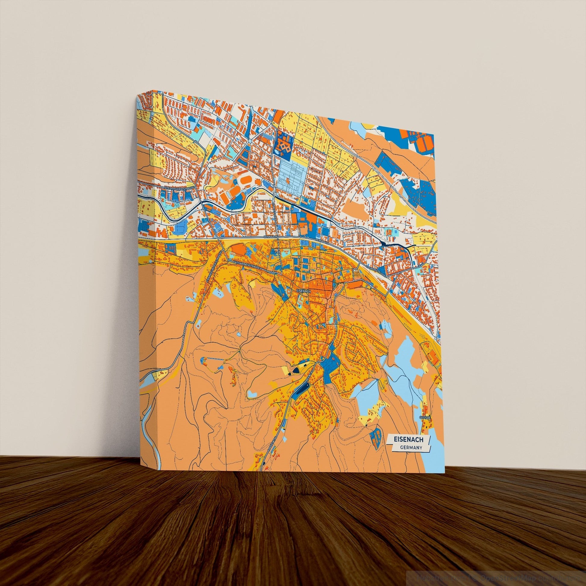 Eisenach Germany Colorful City Map Canvas Print