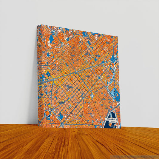 Eixample Spain Colorful City Map Canvas Print