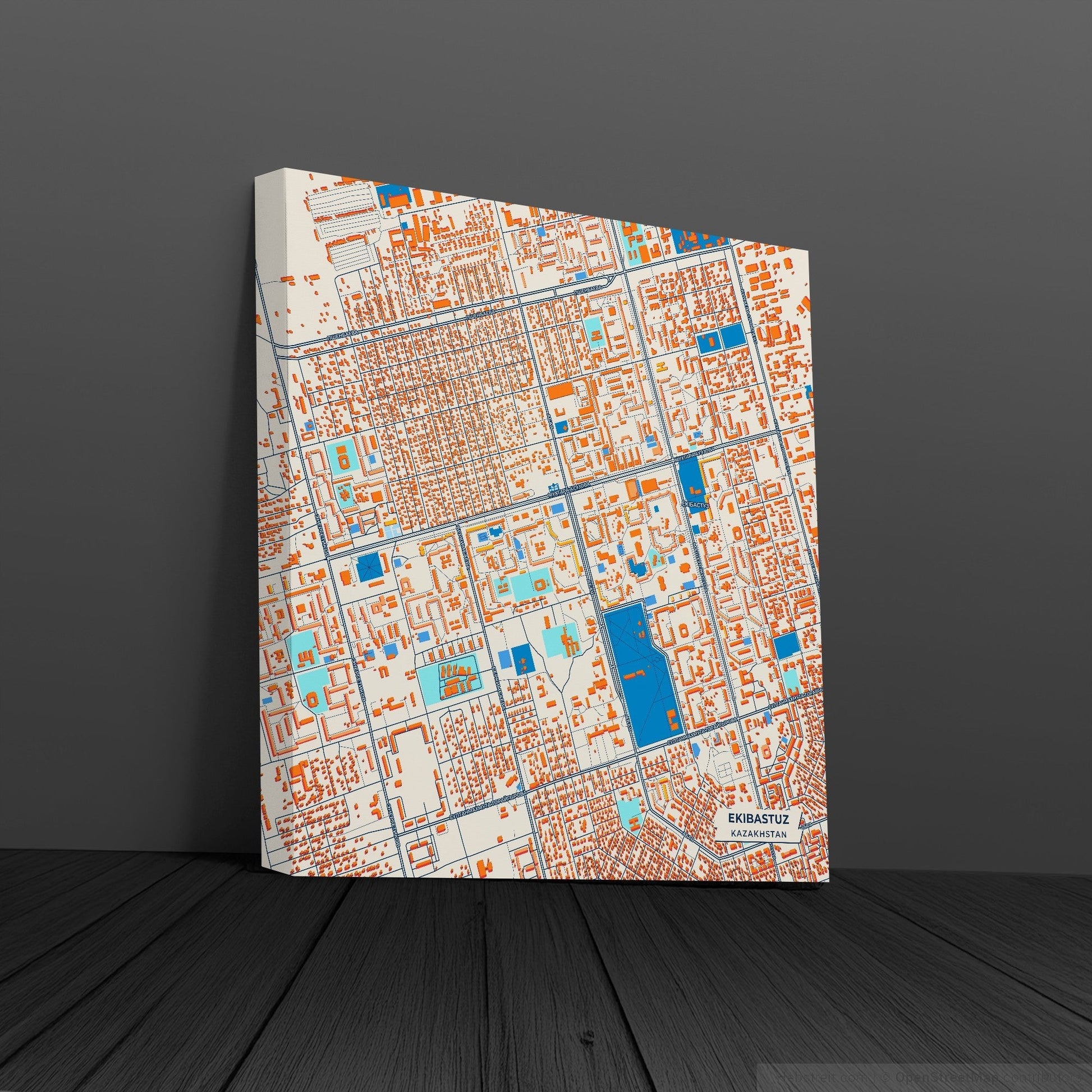 Ekibastuz Kazakhstan Colorful City Map Canvas Print