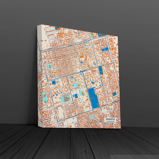Ekibastuz Kazakhstan Colorful City Map Canvas Print