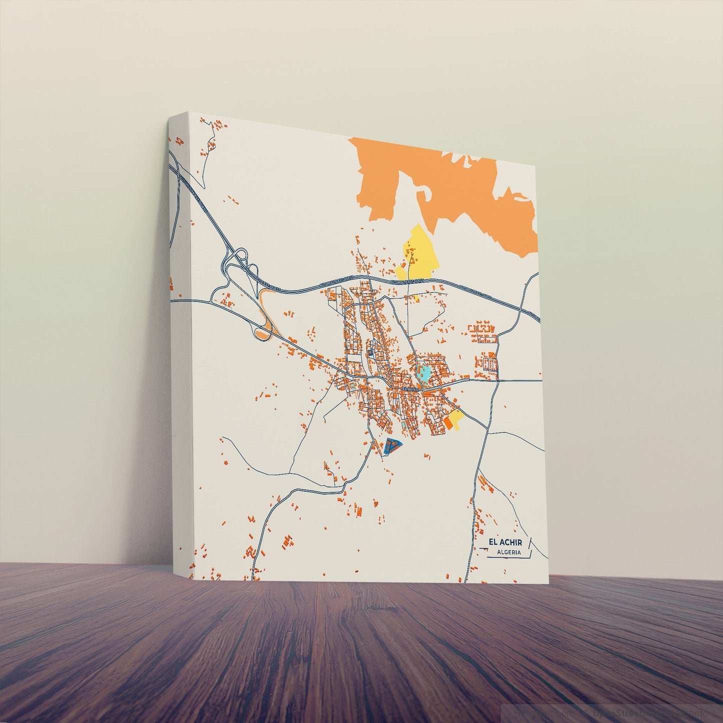 El Achir Algeria Colorful City Map Canvas Print