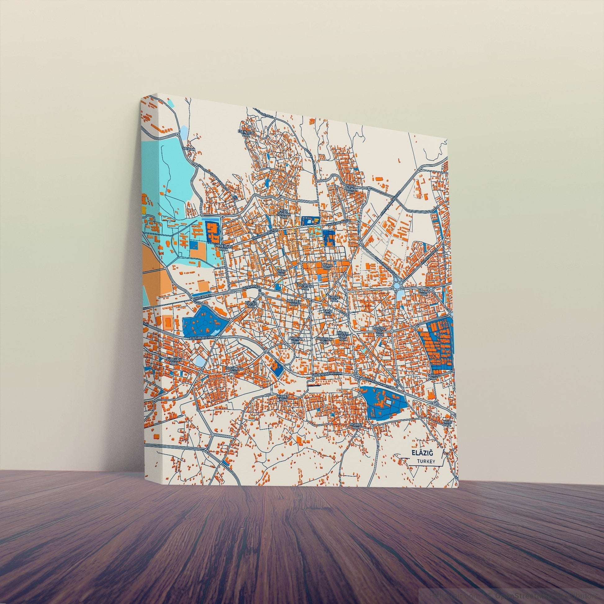 Elaziğ Turkey Colorful City Map Canvas Print