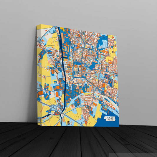 Elbląg Poland Colorful City Map Canvas Print