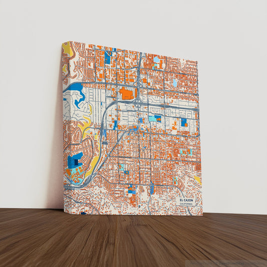 El Cajon California Colorful City Map Canvas Print